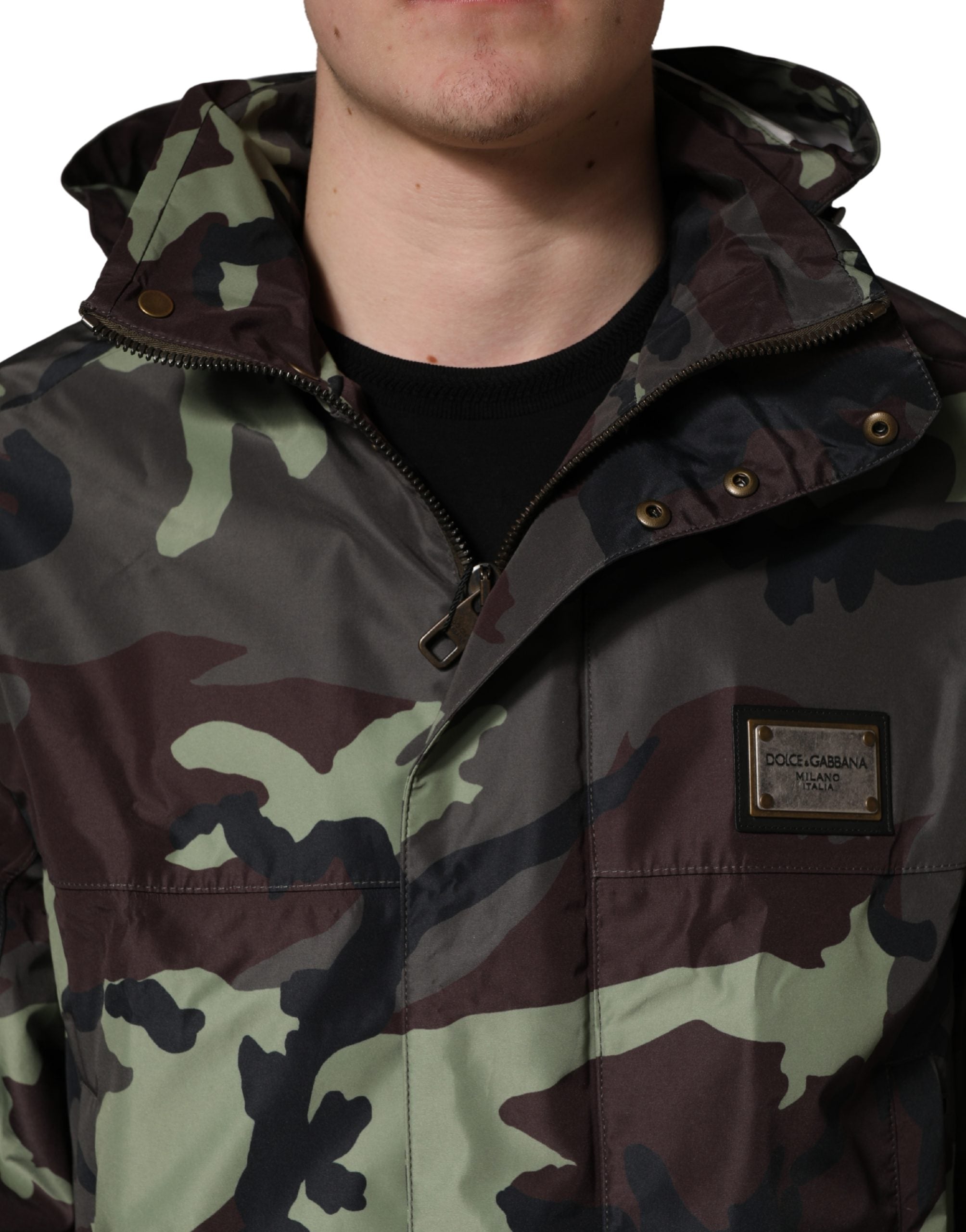 Dolce & Gabbana Mehrfarbige Kapuzen-Bomberjacke im Camouflage-Look-5