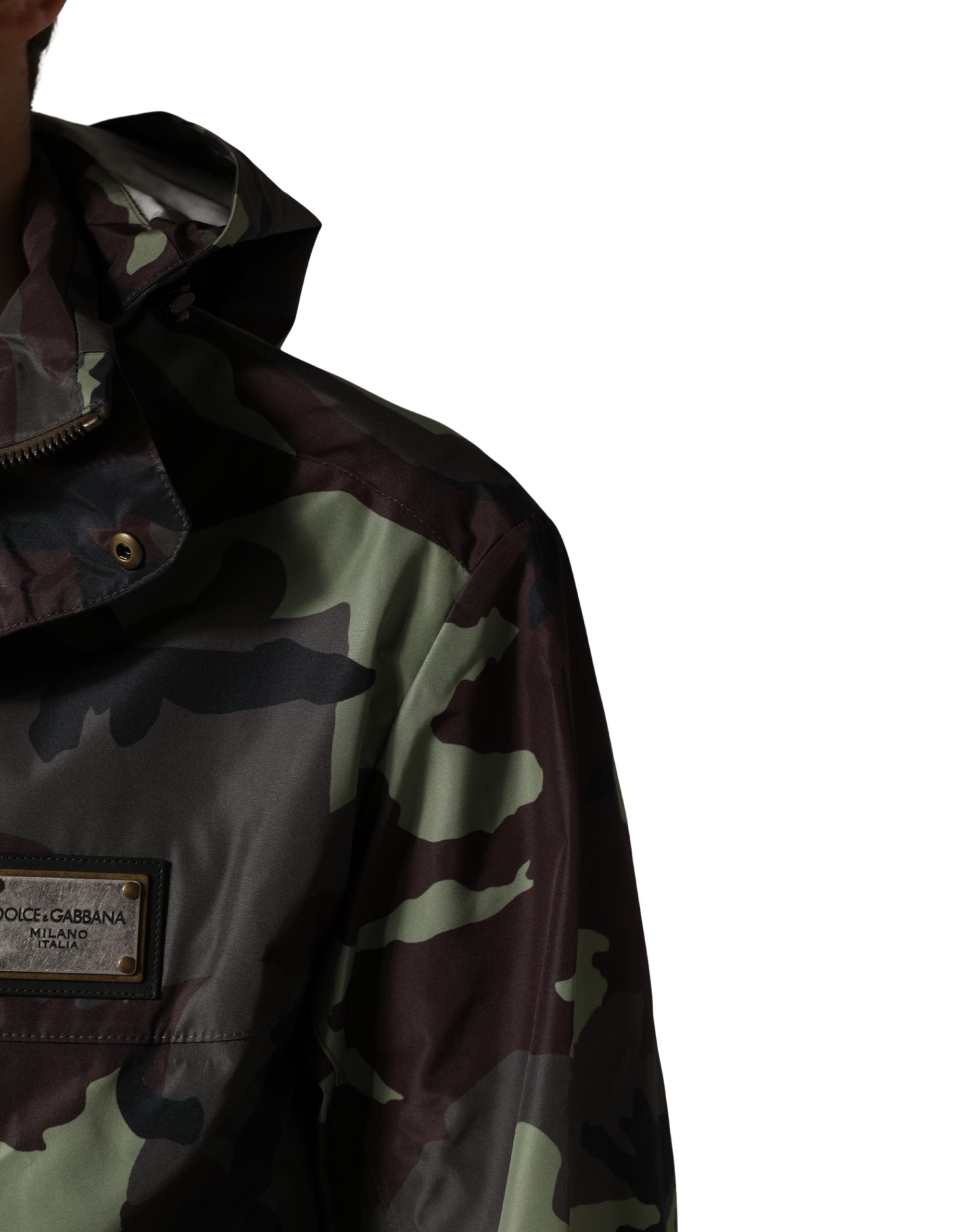 Dolce & Gabbana Mehrfarbige Kapuzen-Bomberjacke im Camouflage-Look-6