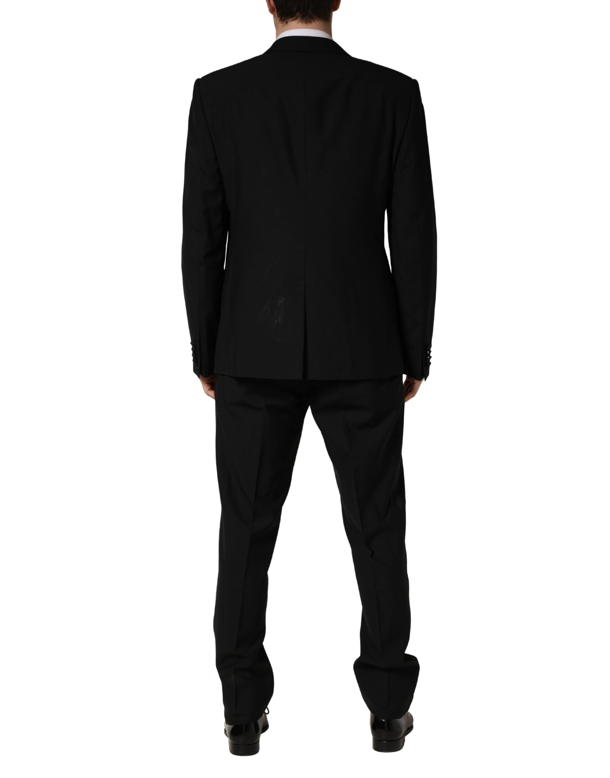 Dolce & Gabbana Schwarzer Wollseide Saxophon Slim Fit 3-teiliger Anzug-4