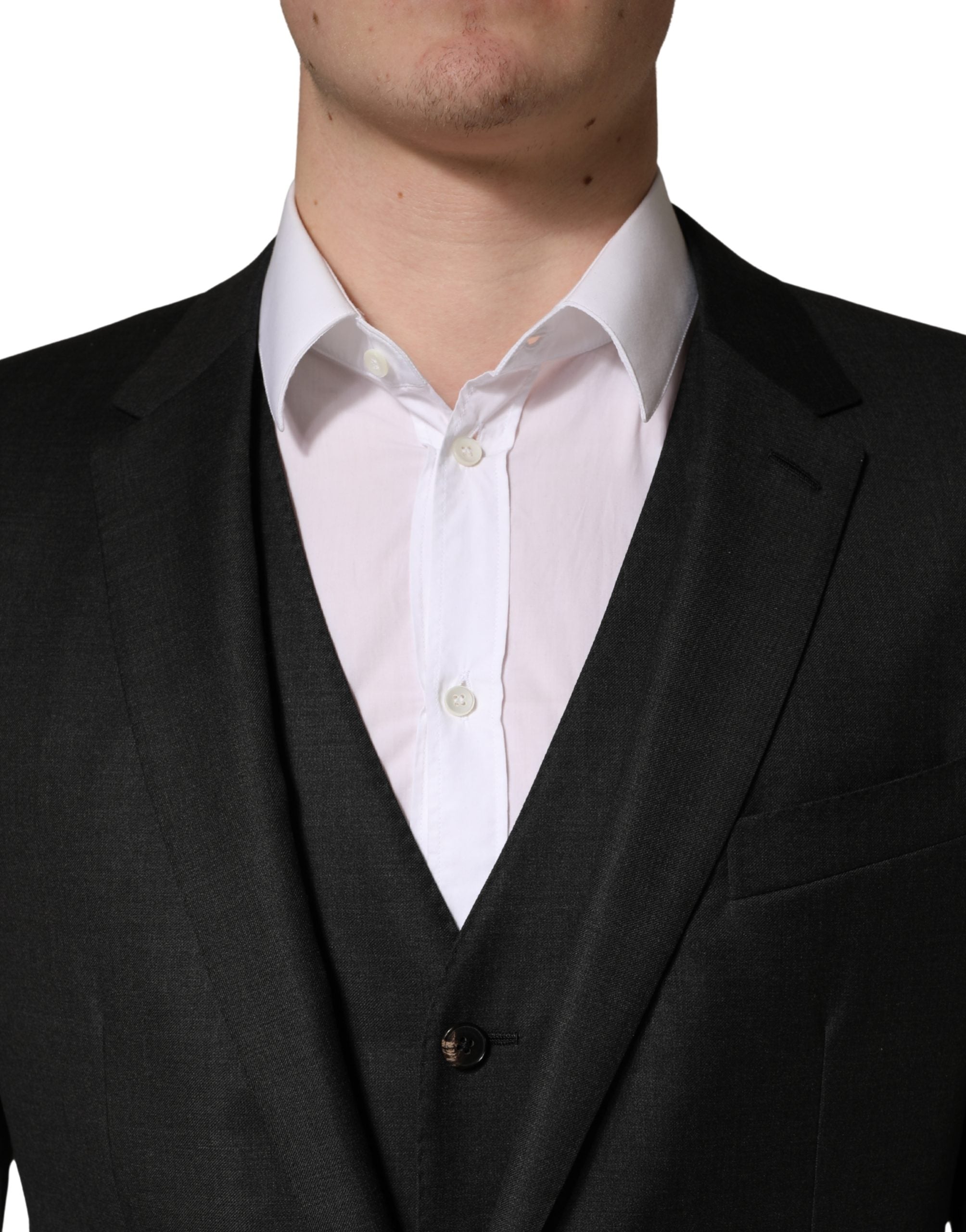 Dolce & Gabbana Schwarzer Woll-Anzug im Slim Fit-Stil, 3-teilig für Herren-5
