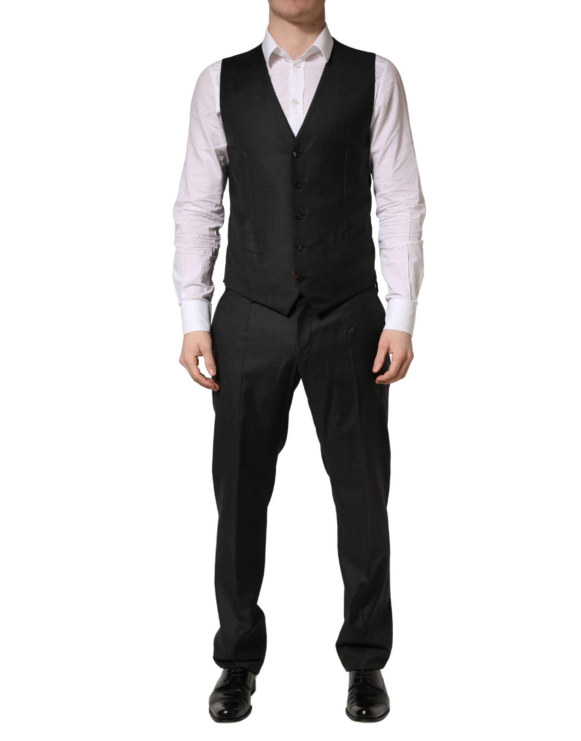 Dolce & Gabbana Schwarzer Woll-Anzug im Slim Fit-Stil, 3-teilig für Herren-7