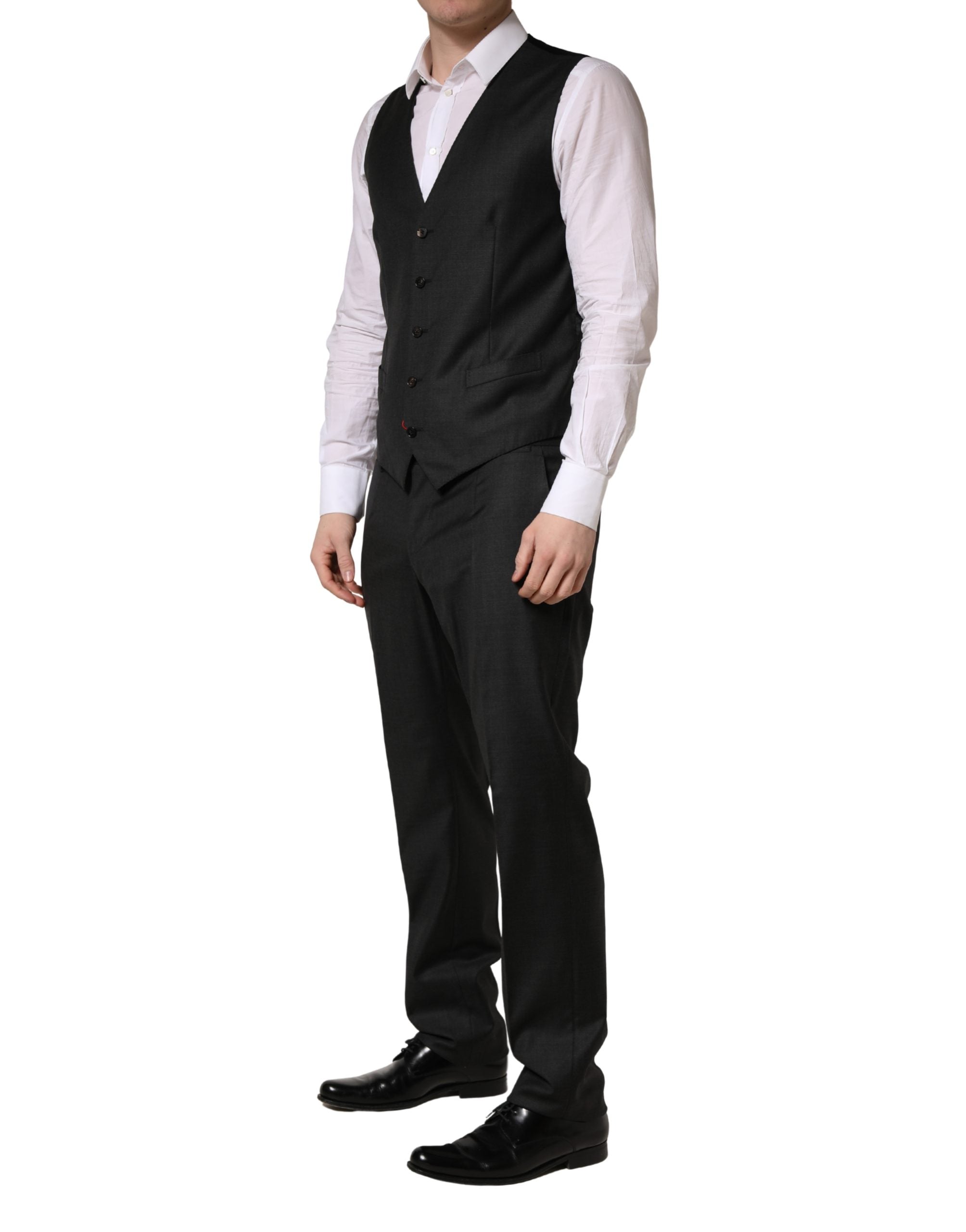 Dolce & Gabbana Schwarzer Woll-Anzug im Slim Fit-Stil, 3-teilig für Herren-8