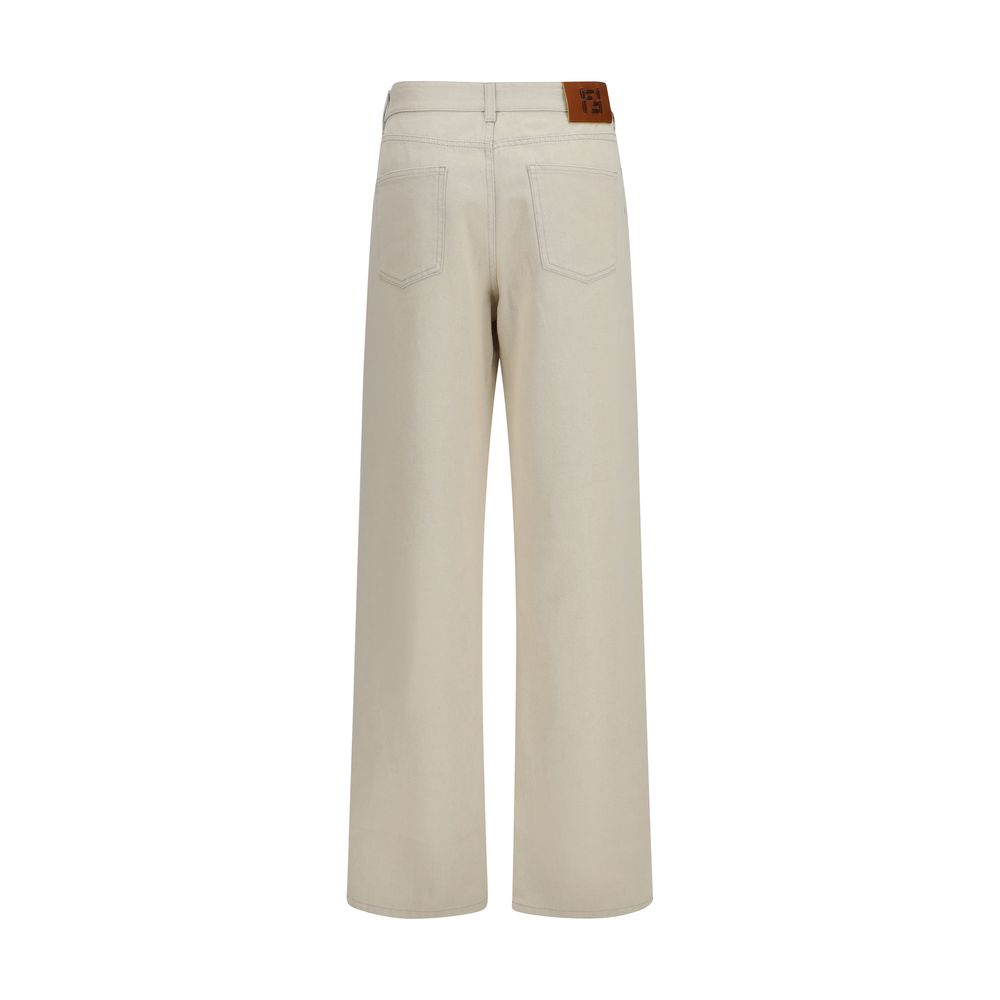 Fendi Beige Cotton Straight-Leg Jeans-2