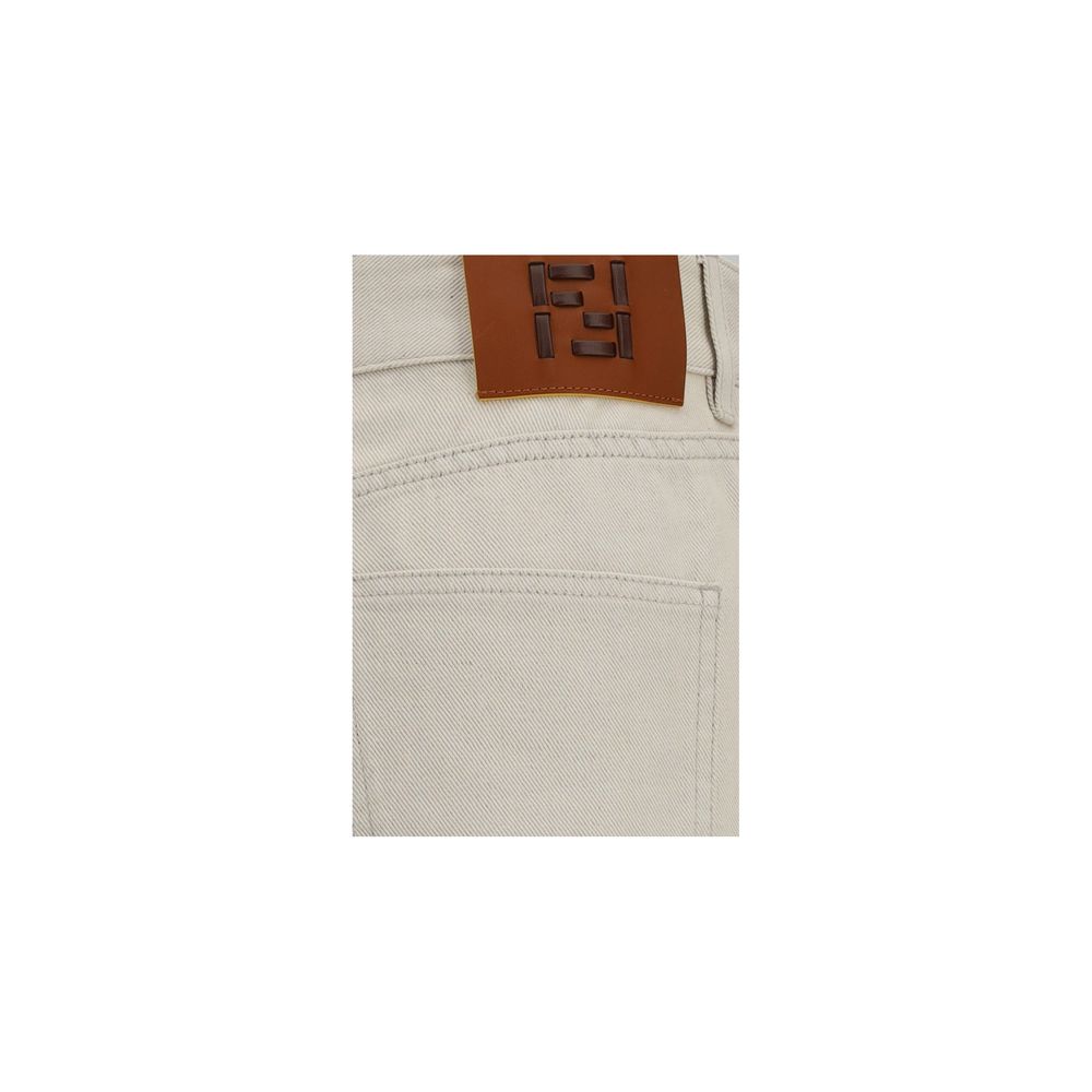 Fendi Beige Cotton Straight-Leg Jeans-3