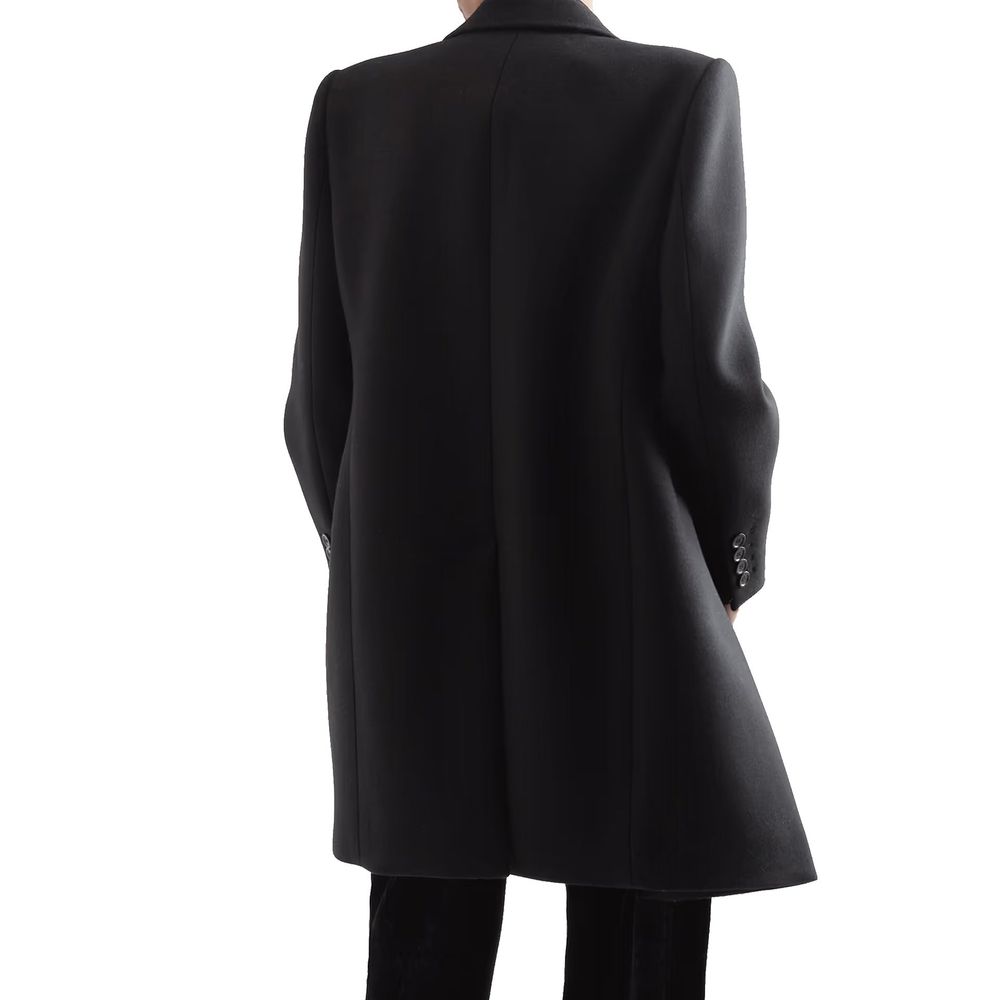 Saint Laurent Schwarzer Wollmantel-3