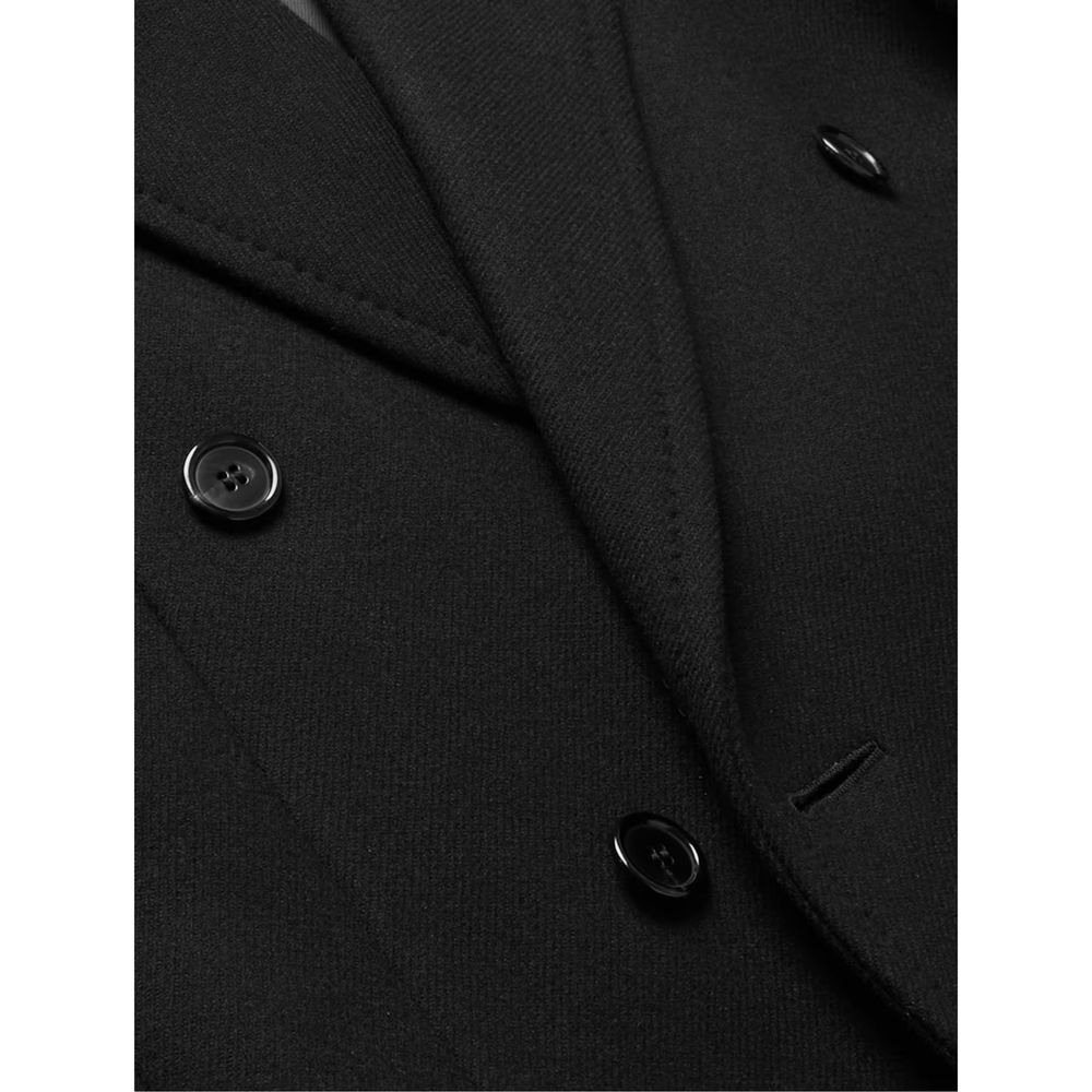 Saint Laurent Schwarzer Wollmantel-4