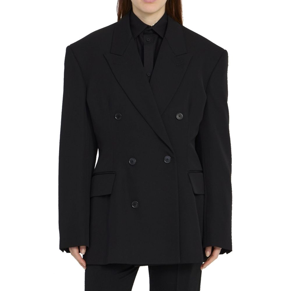 Balenciaga Schwarzer Wollmantel-2