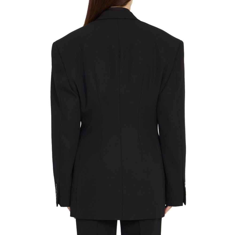 Balenciaga Schwarzer Wollmantel-3