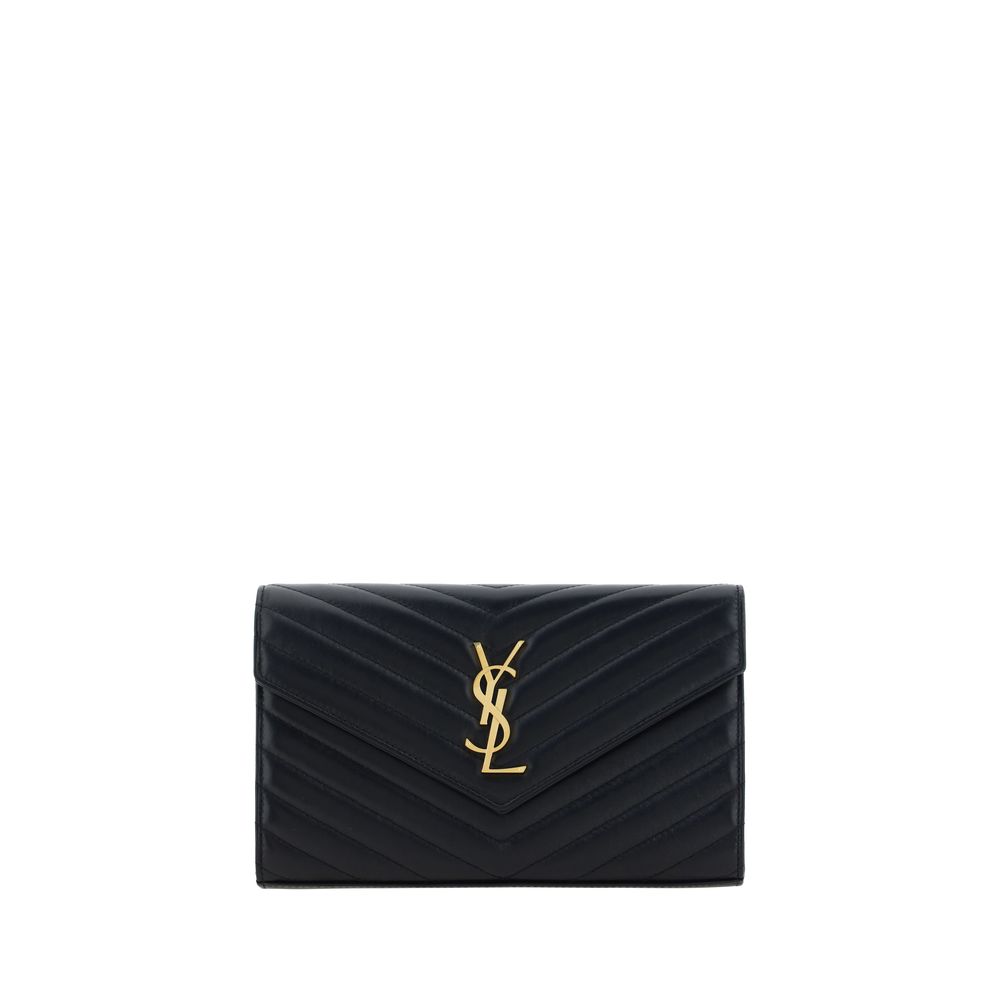 Saint Laurent Schwarze Bos Taurus Kalbsleder Schultertasche-1