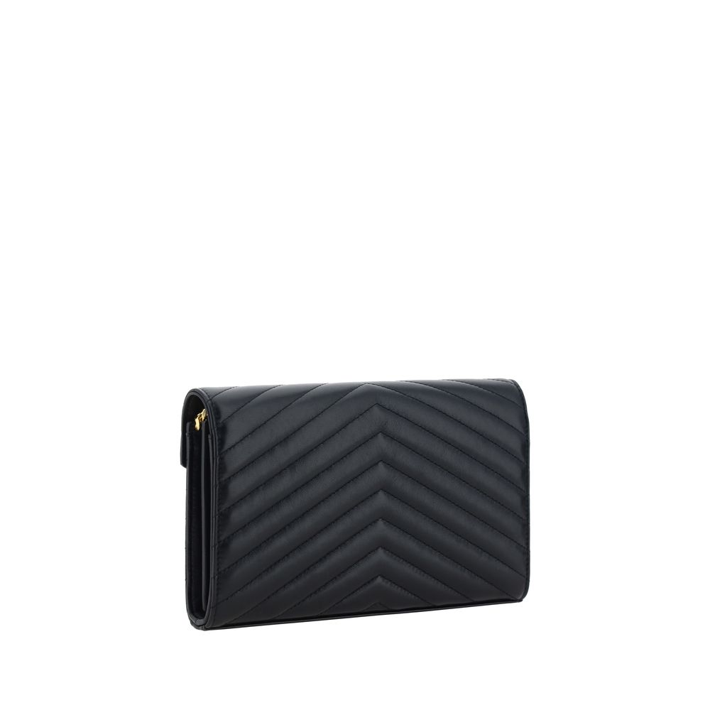 Saint Laurent Schwarze Bos Taurus Kalbsleder Schultertasche-3