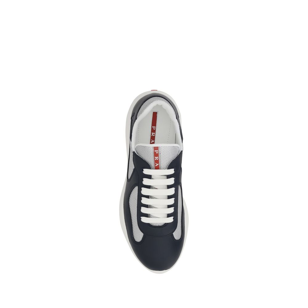 Prada Blue Calfskin Bos Taurus Athletic Sneakers-4