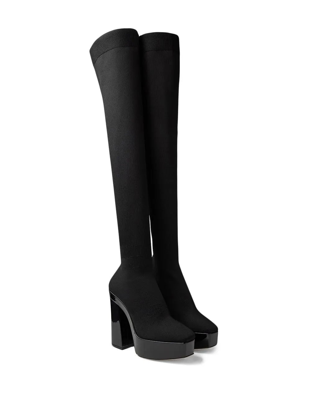 Jimmy Choo Schwarze Stoff-Overknees-2