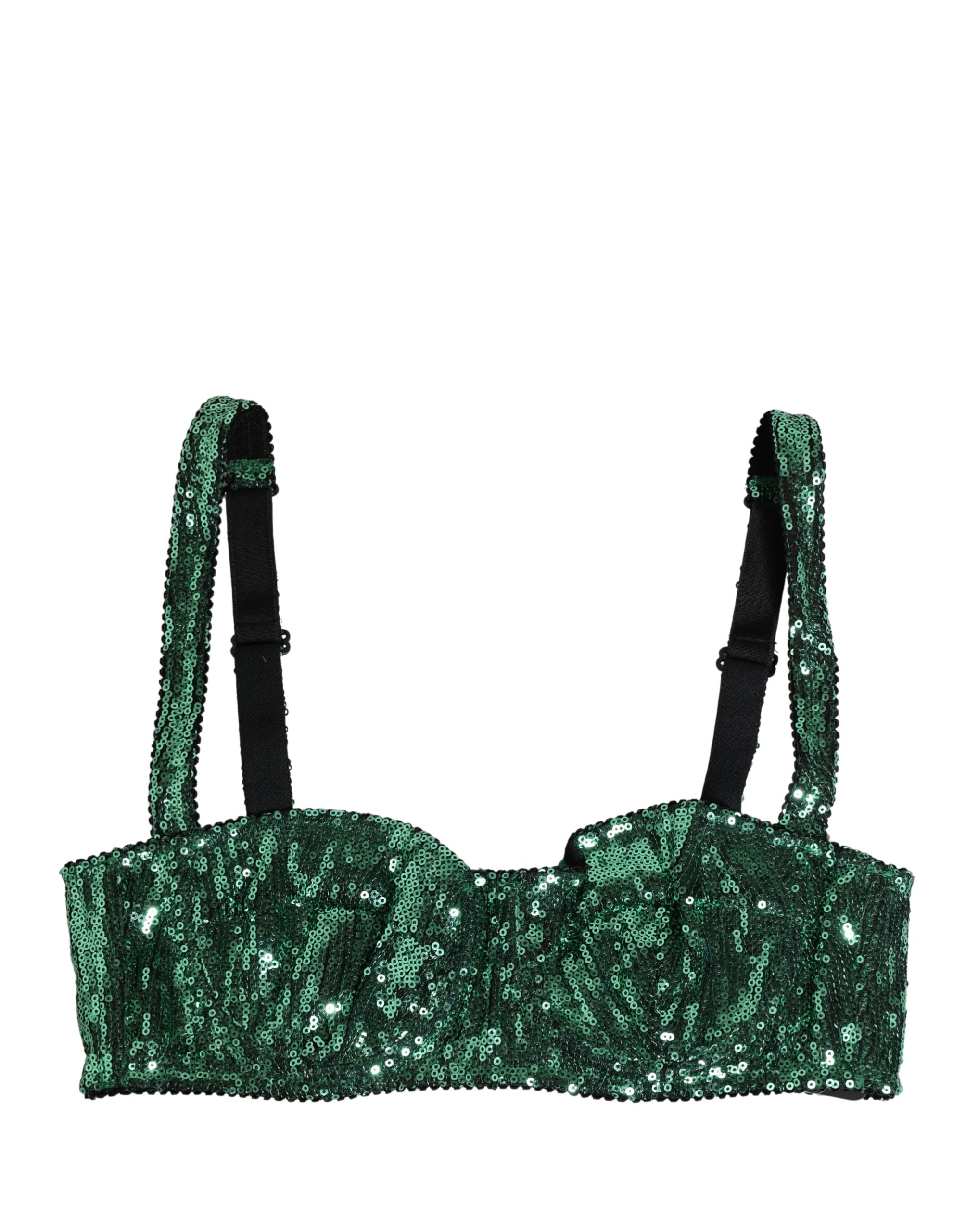 Dolce & Gabbana Grüner Balconette-BH mit Pailletten aus Nylon-4
