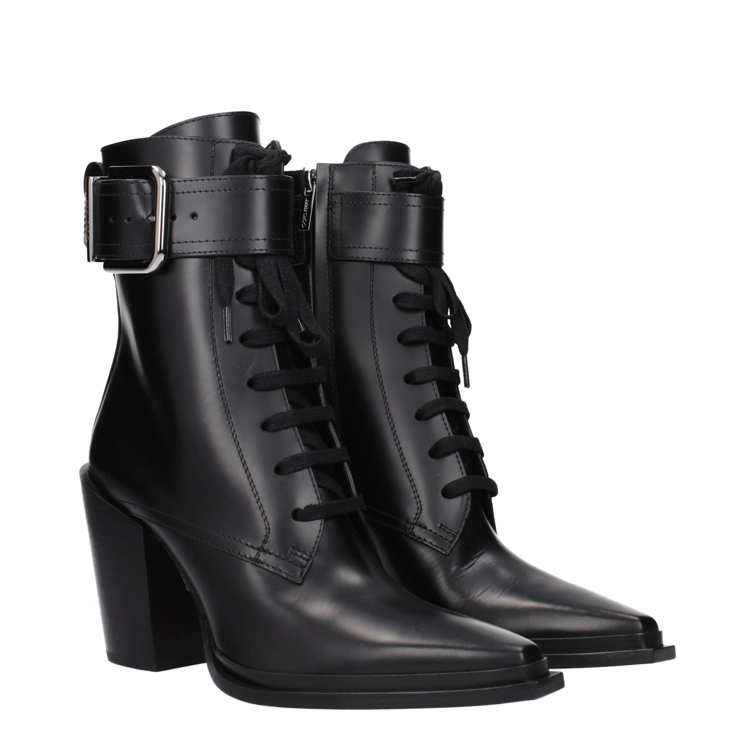 Jimmy Choo Schwarze Leder-Stiefeletten-2