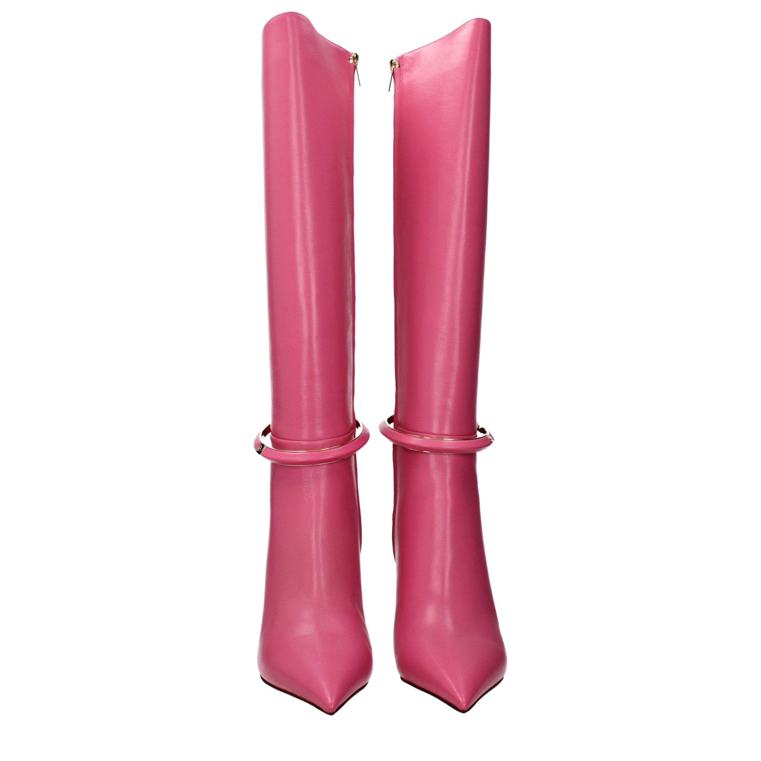 Jimmy Choo Pink Leather High Heel Boots-3
