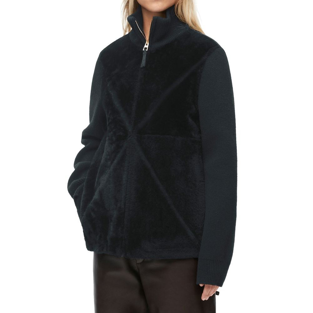 Loewe Schwarzer Lammfellmantel-2