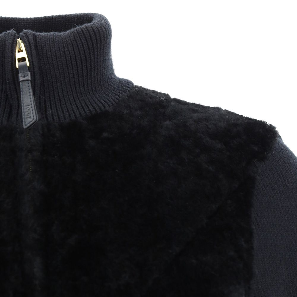 Loewe Schwarzer Lammfellmantel-4