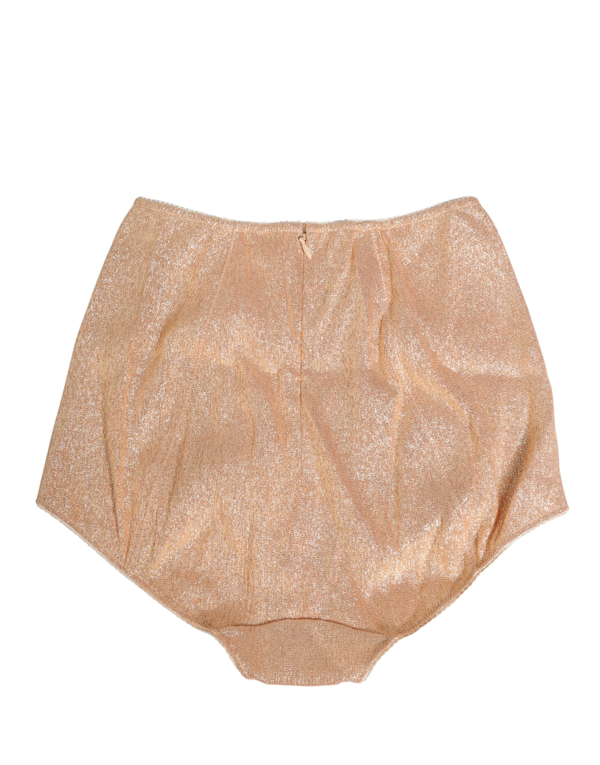 Dolce & Gabbana Beige Seidenmischung High Waist Miederhose Unterwäsche-2
