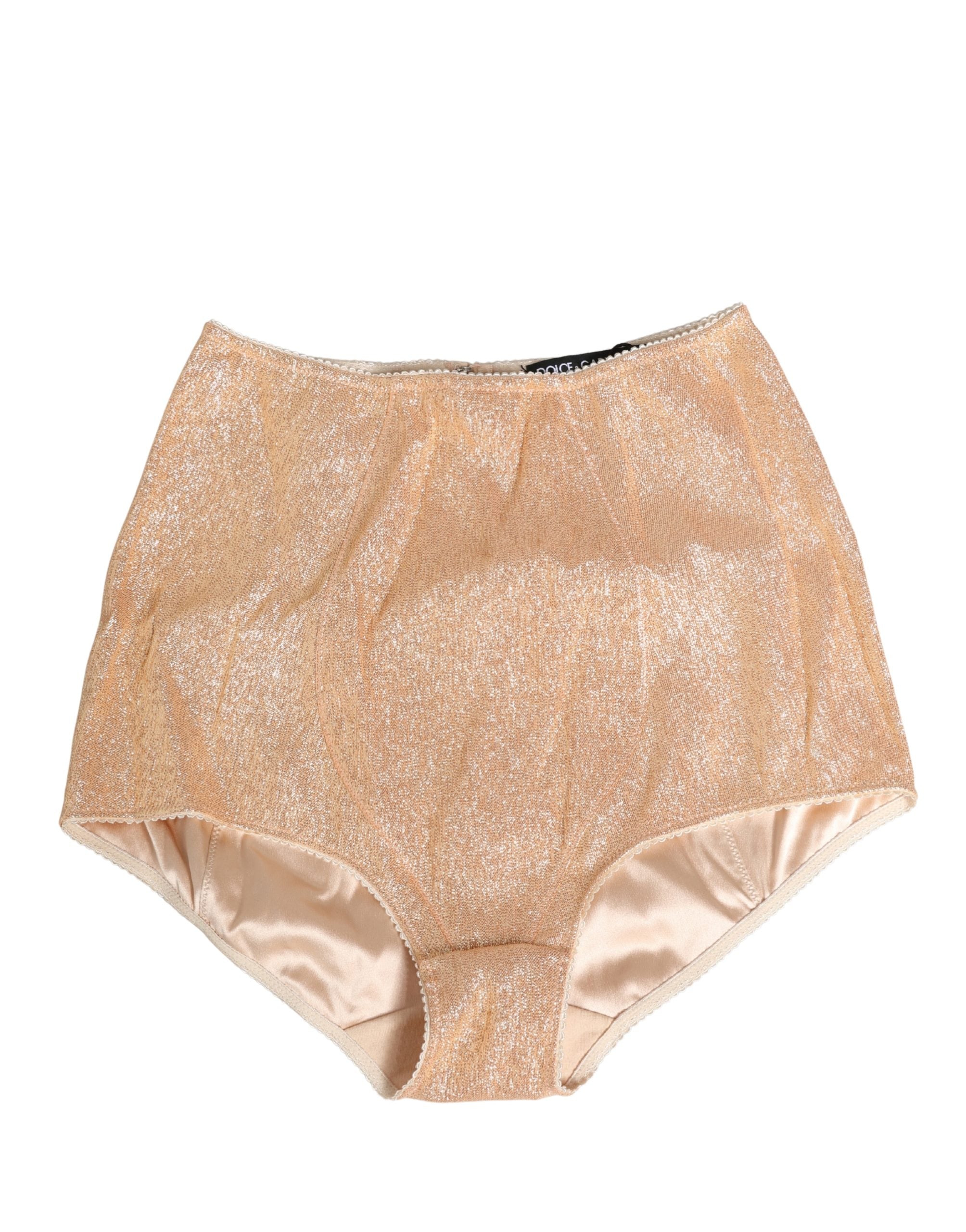 Dolce & Gabbana Beige Seidenmischung High Waist Miederhose Unterwäsche-4