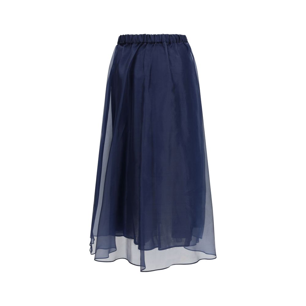 Max Mara Blauer Baumwoll-Maxirock-2