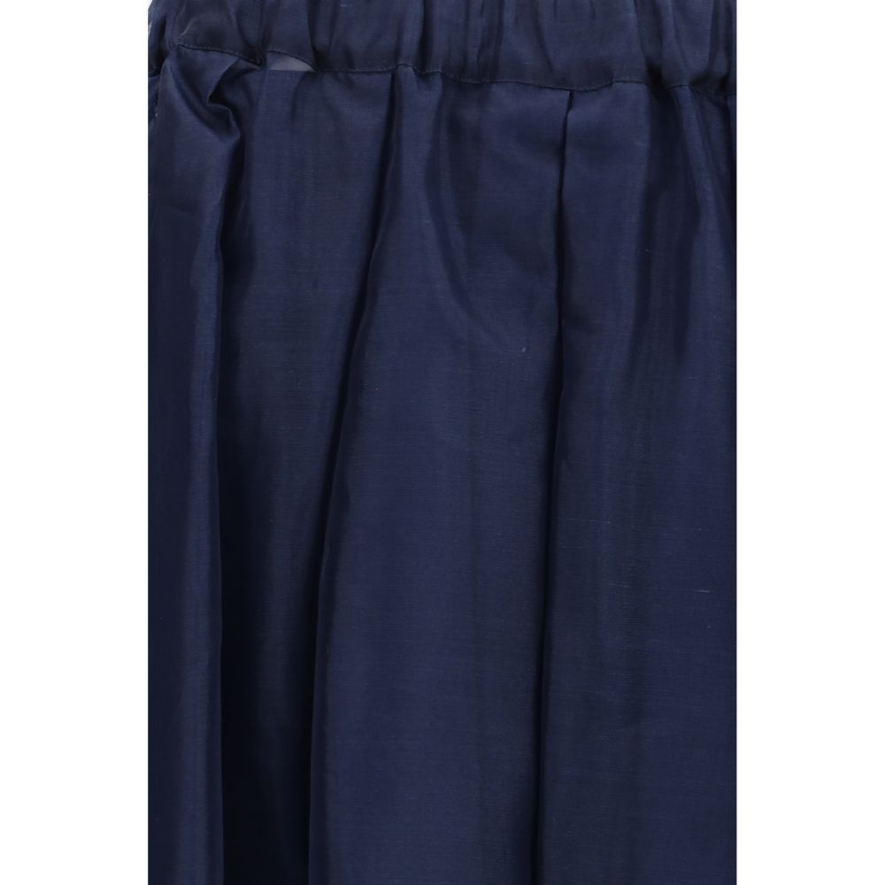 Max Mara Blauer Baumwoll-Maxirock-3