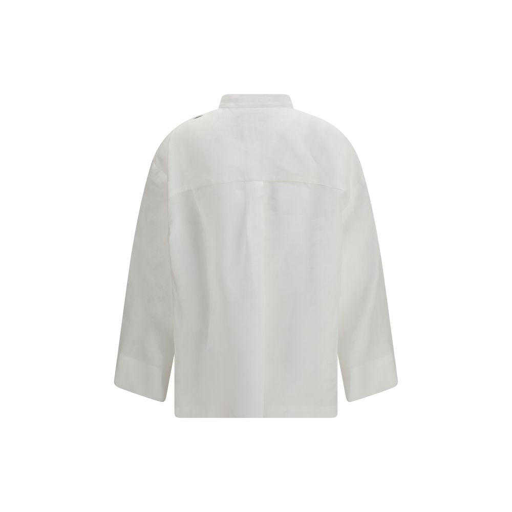 'S Max Mara Weißes Leinenhemd-2