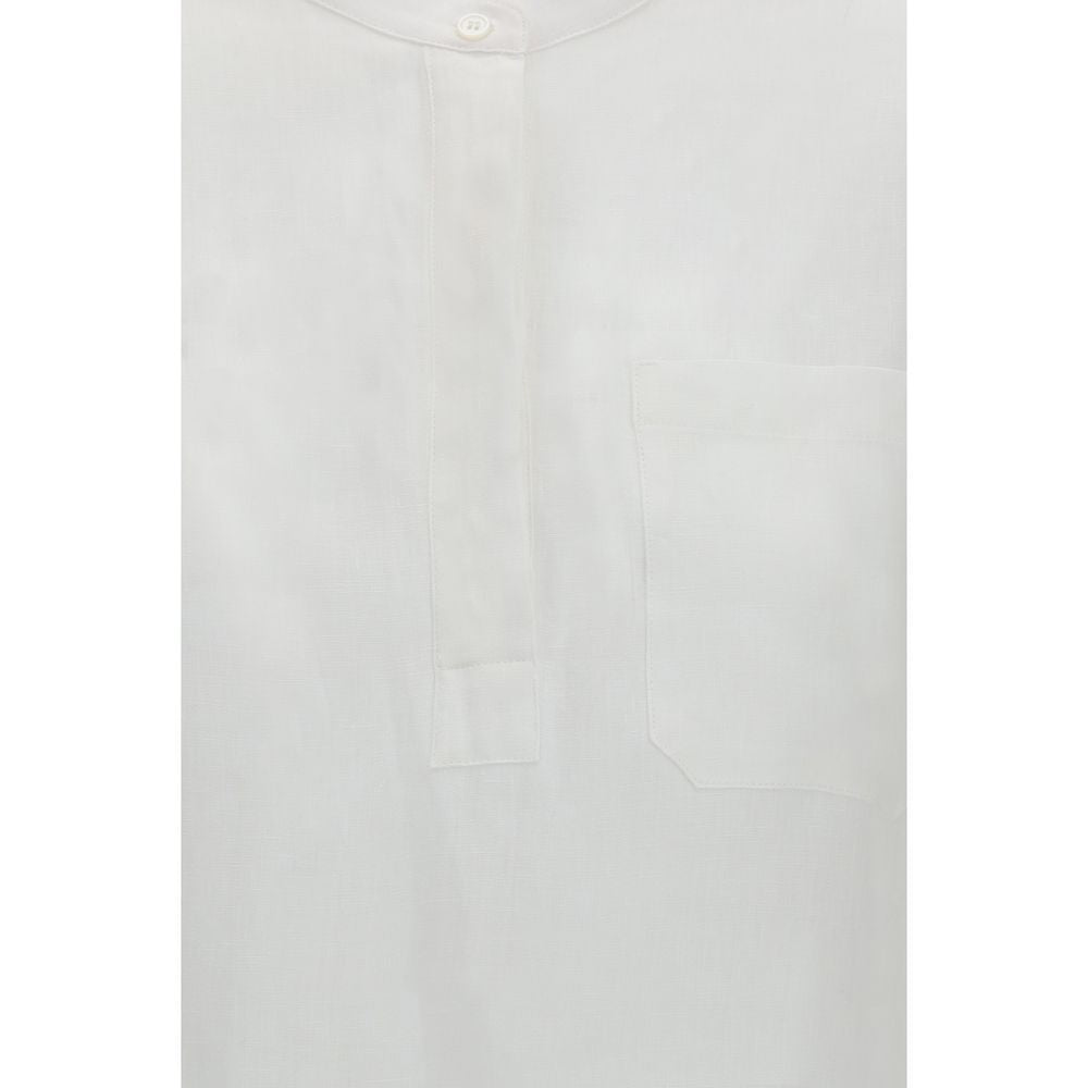 'S Max Mara Weißes Leinenhemd-3