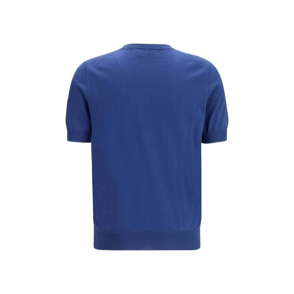 Brunello Cucinelli Blue Cotton T-Shirt-2