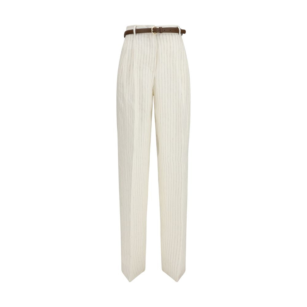 Max Mara Beige Leinen Casual Hose