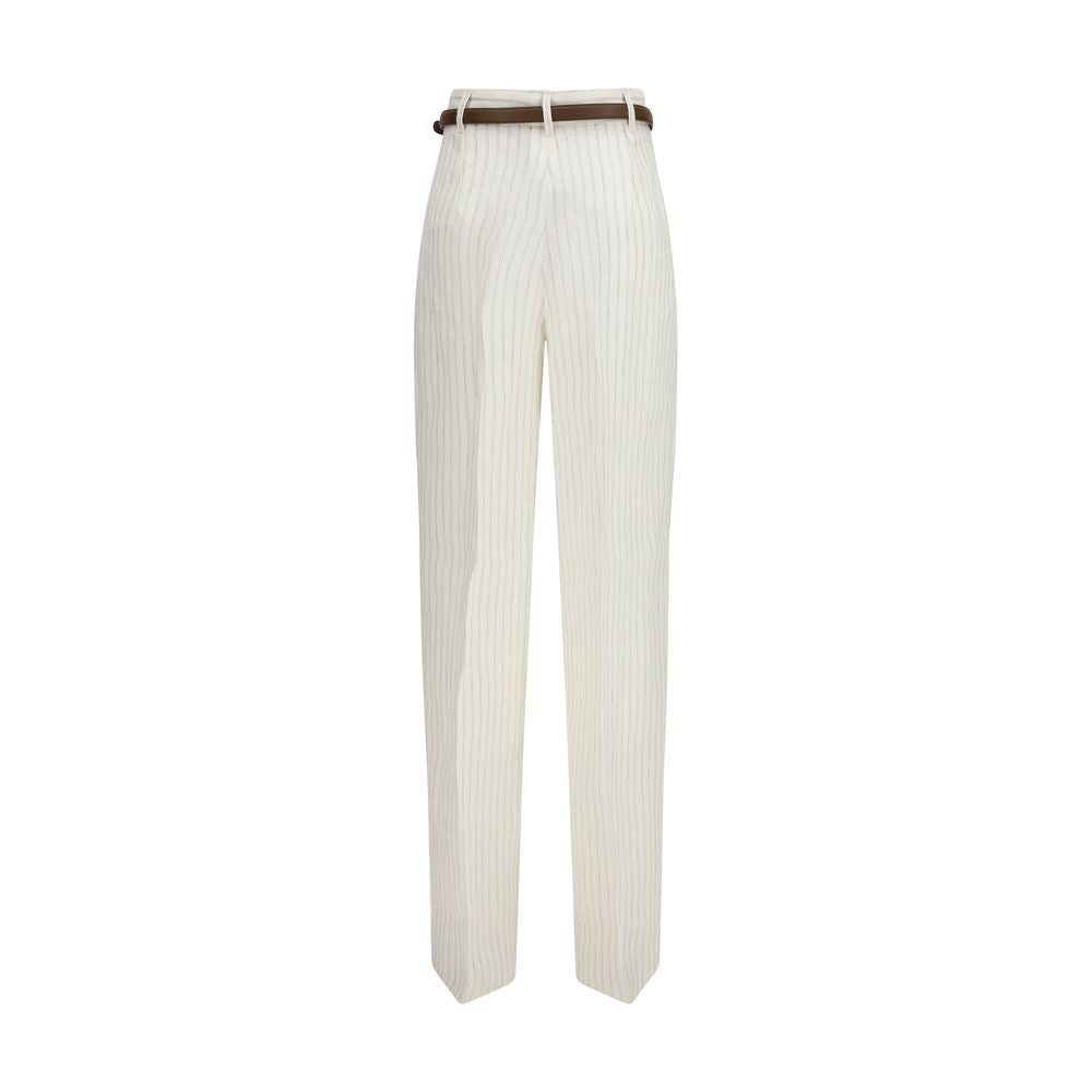 Max Mara Beige Leinen Casual Hose-2