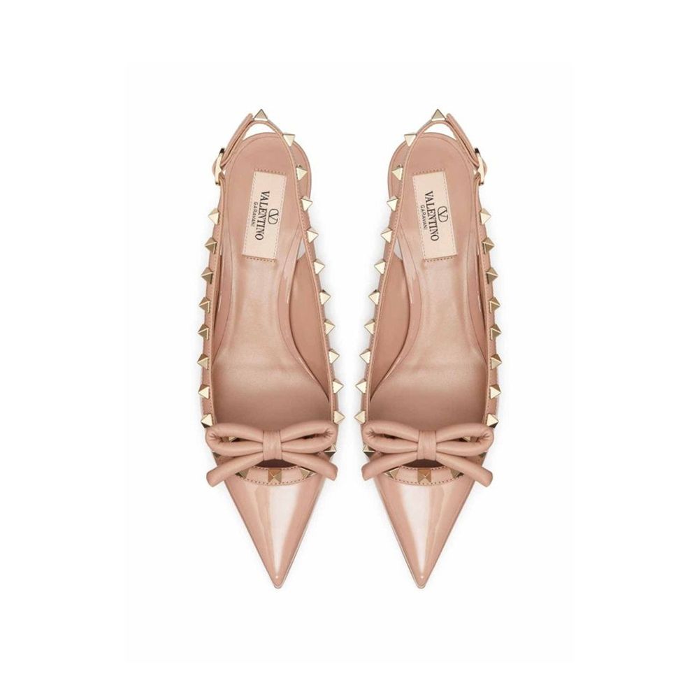 Valentino Garavani Beige Calfskin Mid Heel Pumps-3