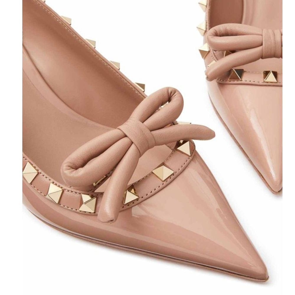 Valentino Garavani Beige Calfskin Mid Heel Pumps-4