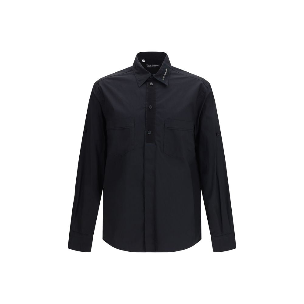 Dolce & Gabbana Schwarzes Baumwollhemd-1