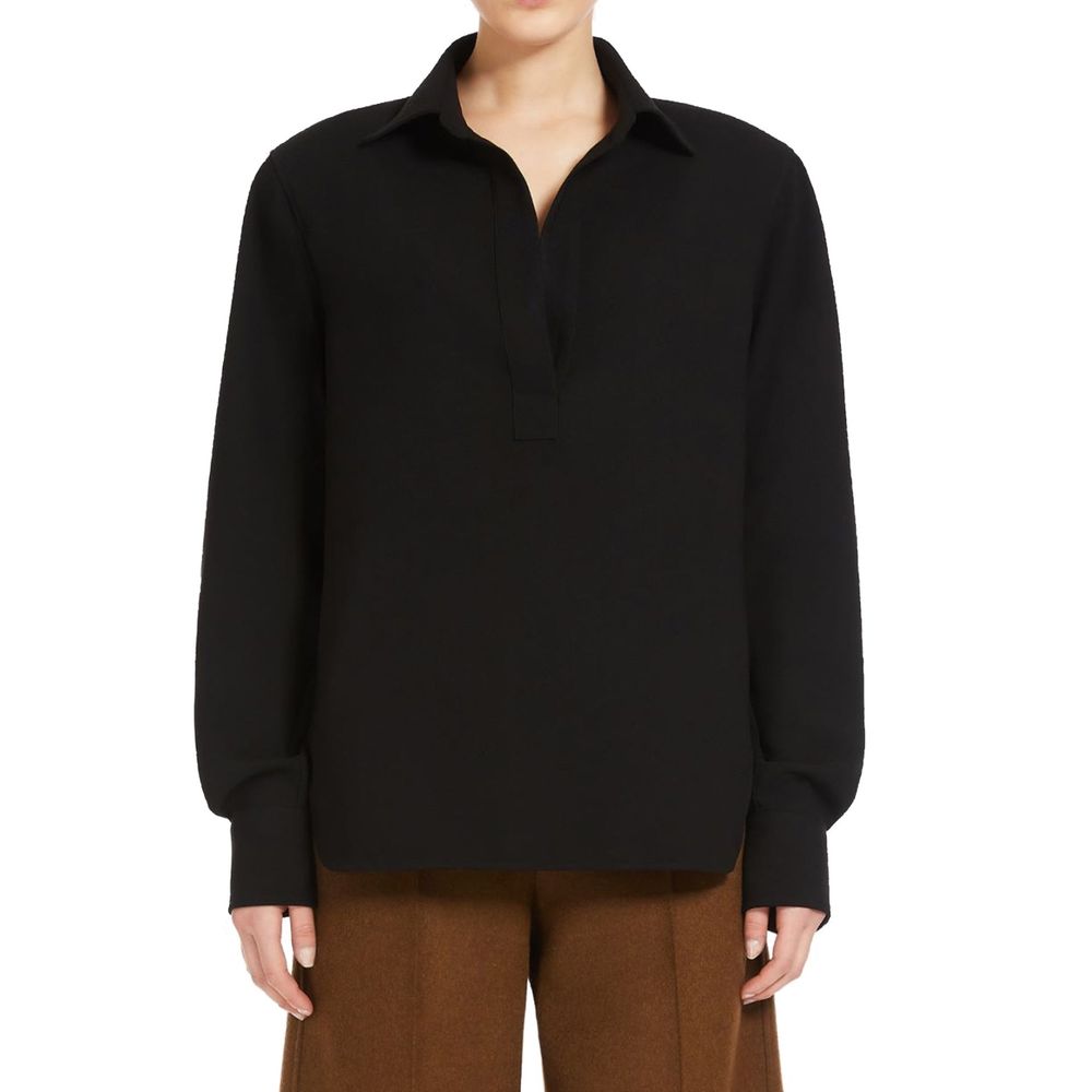 Max Mara Schwarzes Baumwollhemd-2