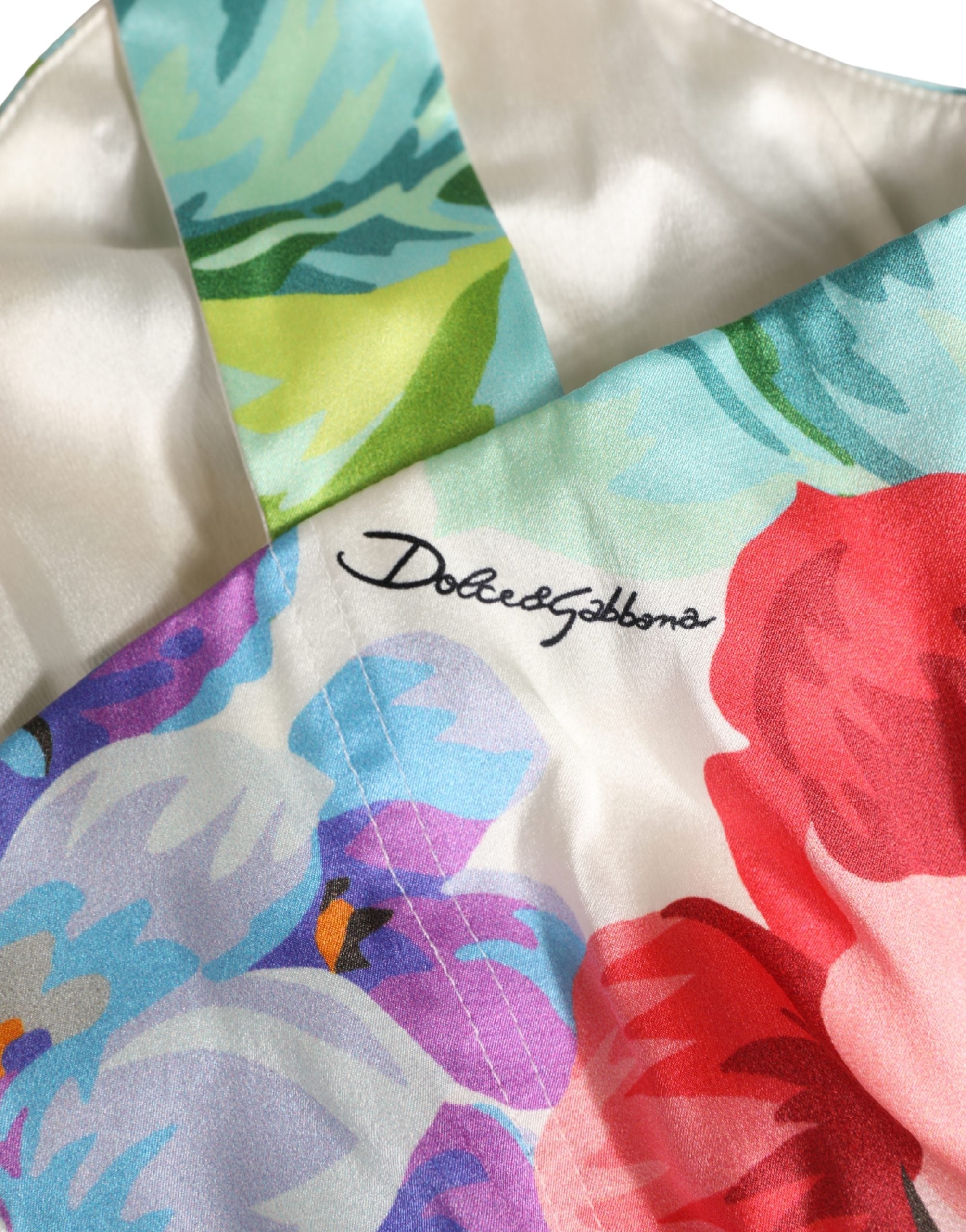 Dolce & Gabbana Mehrfarbiges Blumenprint-Bustier-Top aus Seide, Cropped-2