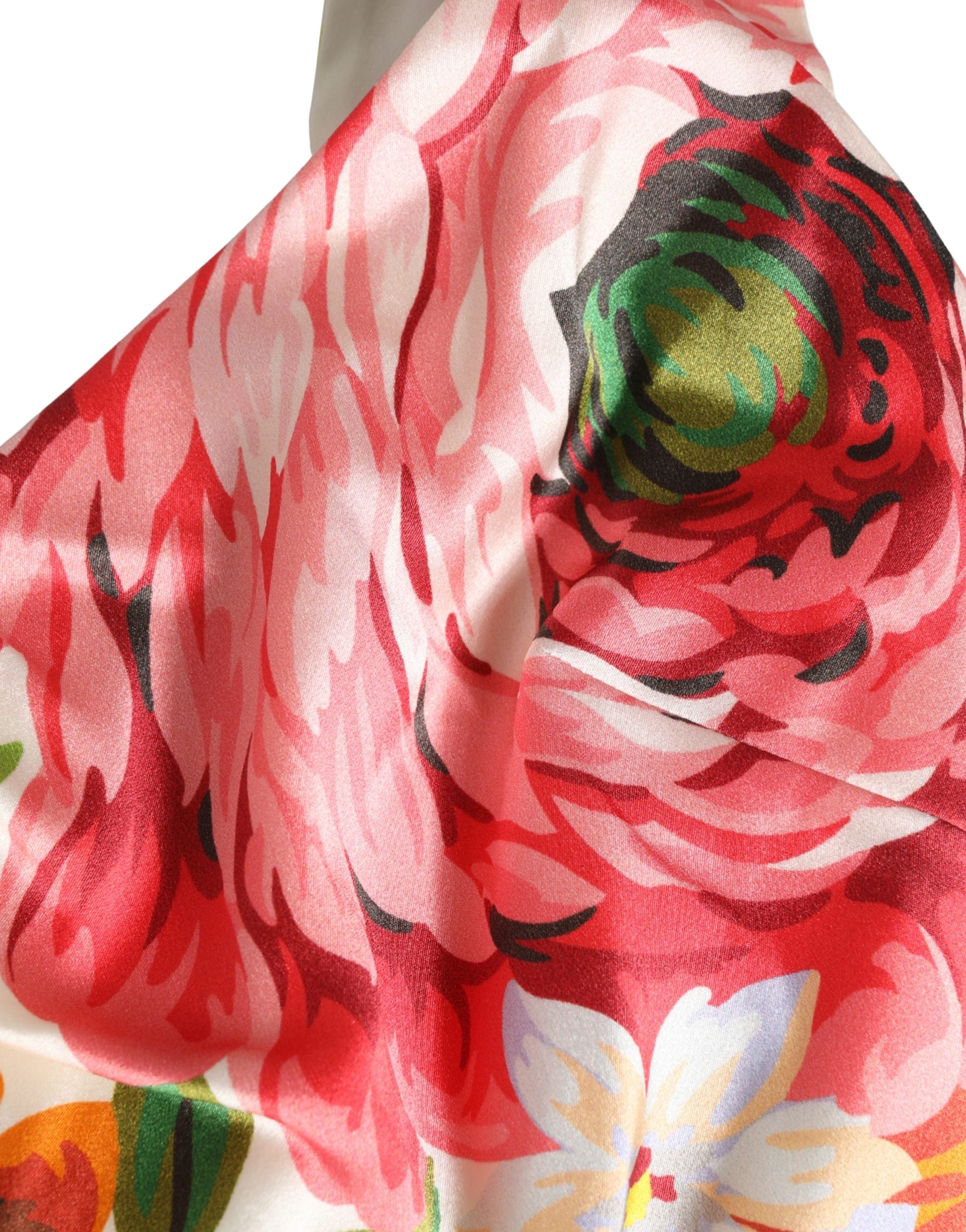 Dolce & Gabbana Mehrfarbiges Blumenprint-Bustier-Top aus Seide, Cropped-6