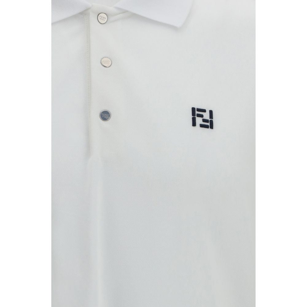 Fendi White Cotton Polo Shirt-3
