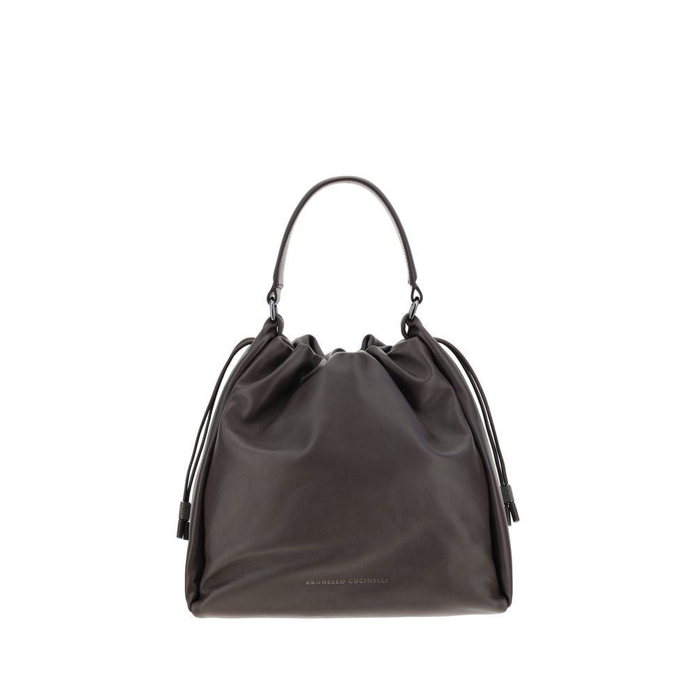 Brunello Cucinelli Brown Calfskin Bos Taurus Shoulder Bag-1