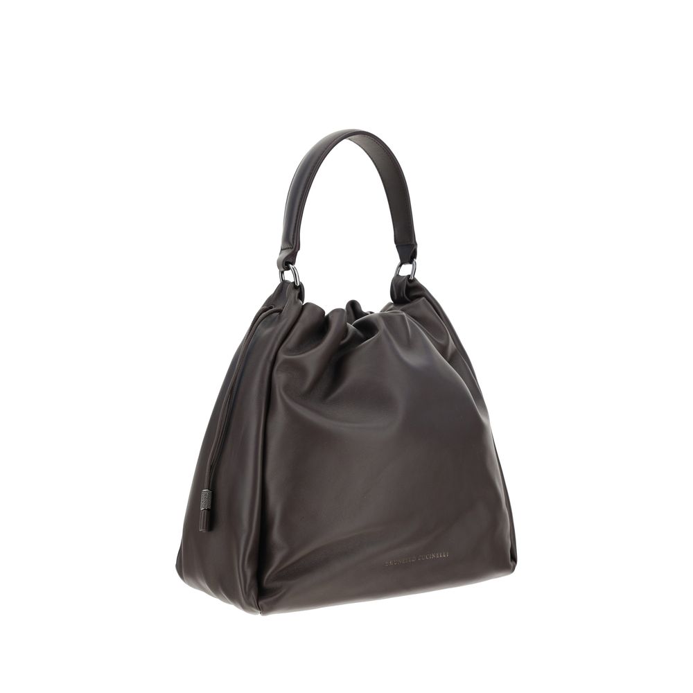 Brunello Cucinelli Brown Calfskin Bos Taurus Shoulder Bag-2