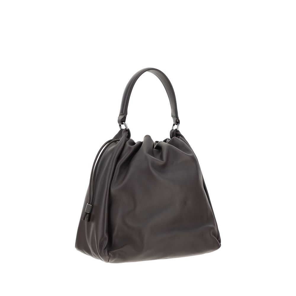 Brunello Cucinelli Brown Calfskin Bos Taurus Shoulder Bag-3