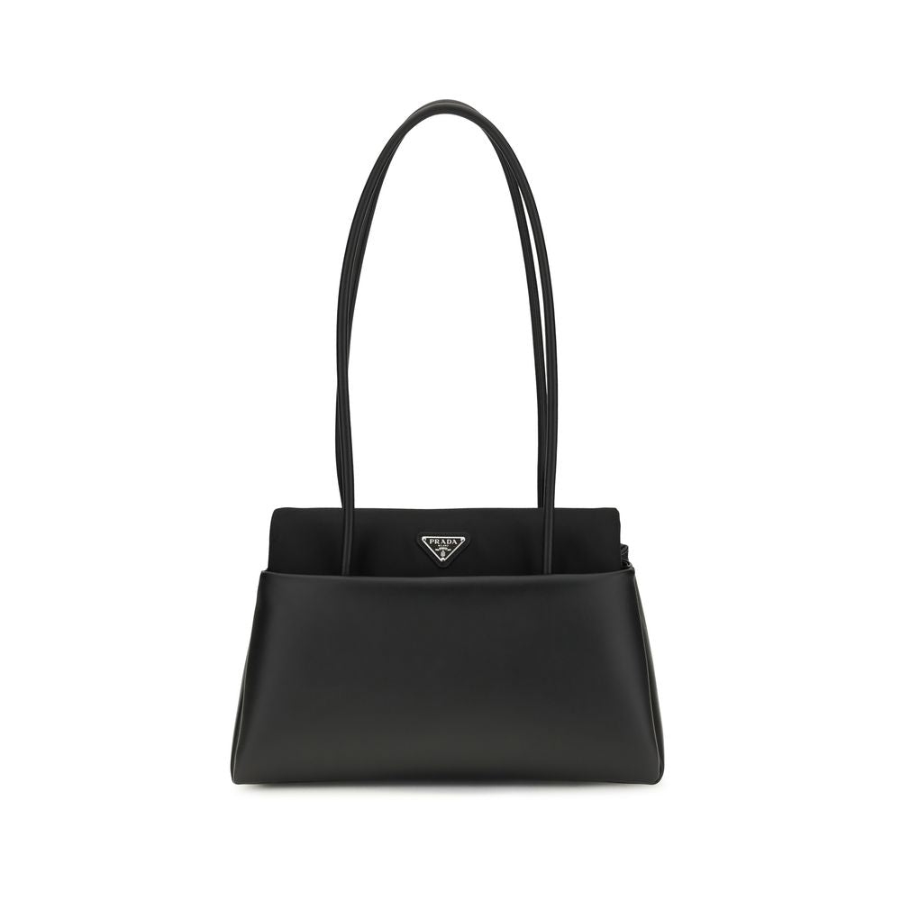 Prada Schwarze Bos Taurus Kalbsleder Schultertasche-1