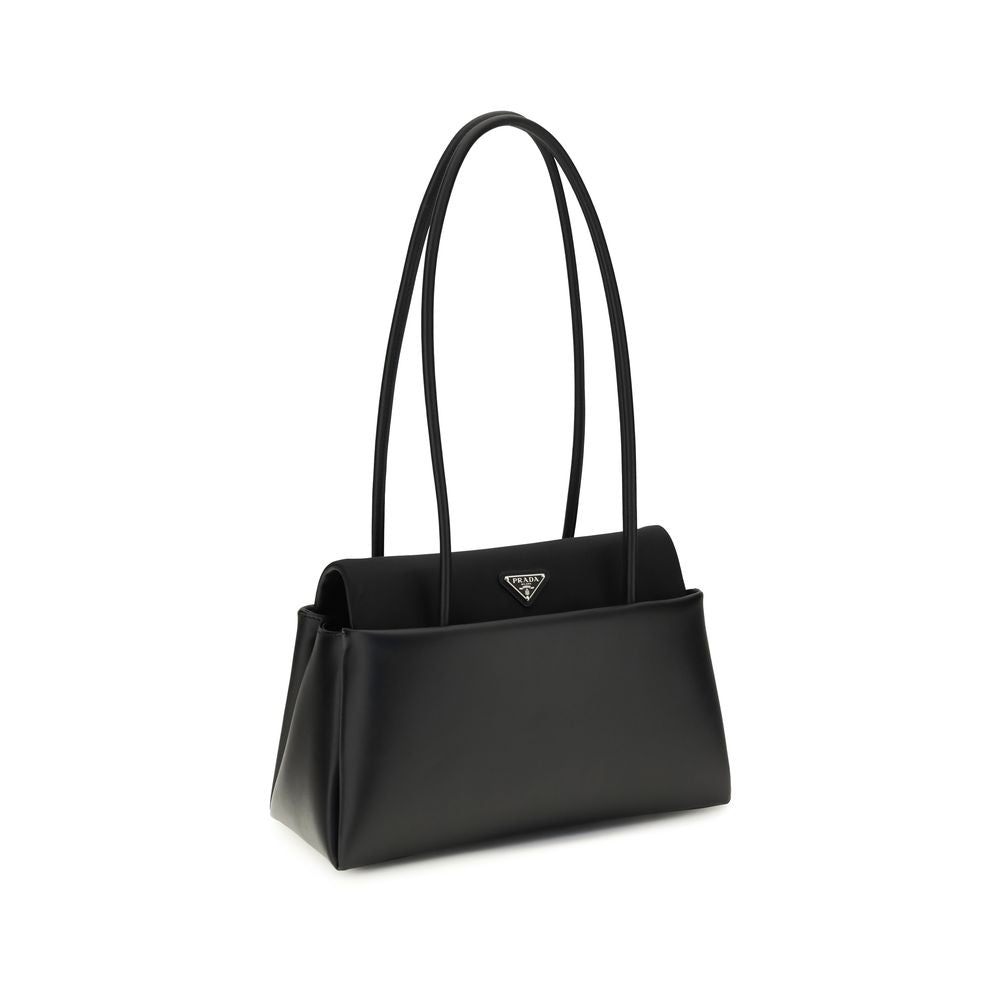 Prada Schwarze Bos Taurus Kalbsleder Schultertasche-2