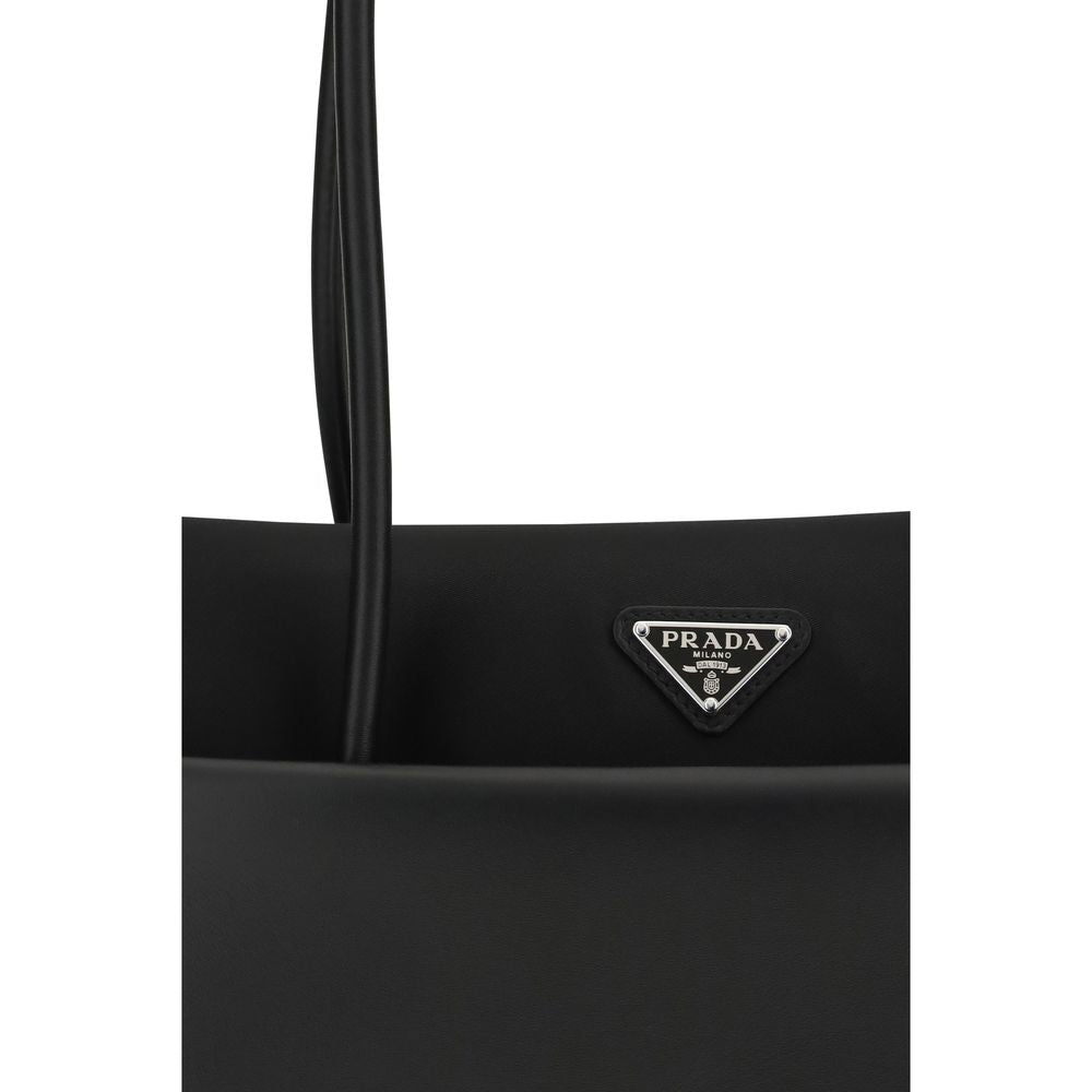 Prada Schwarze Bos Taurus Kalbsleder Schultertasche-4