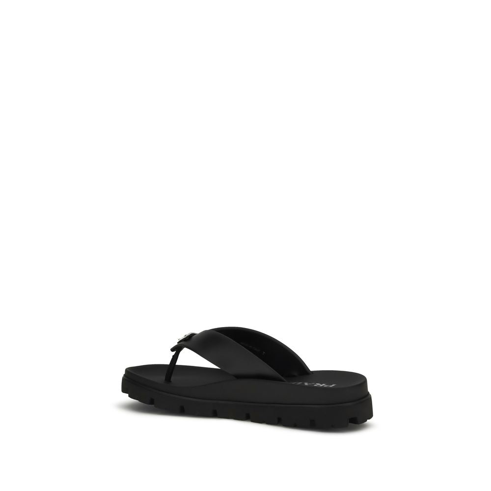 Prada Brown Calf Leather Bos Taurus Flat Sandals-3