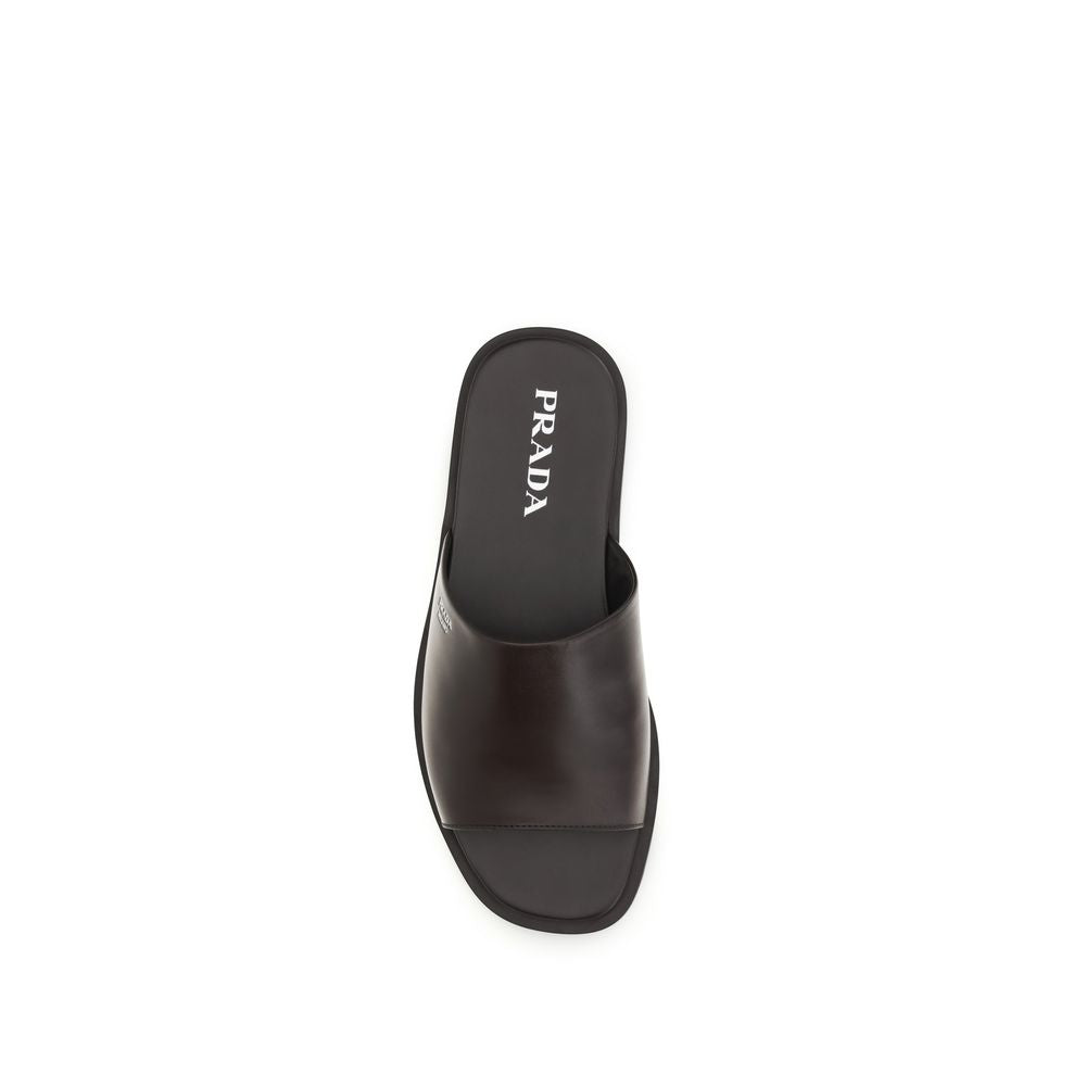 Prada Brown Calf Leather Bos Taurus Flat Sandals-4