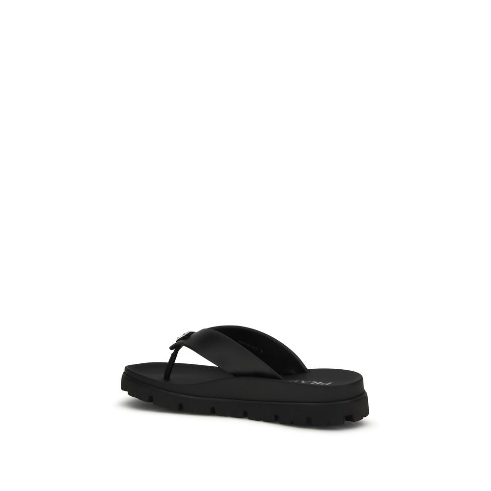 Prada Schwarze Bos Taurus Kalbsleder-Flip-Flop-Sandalen-3