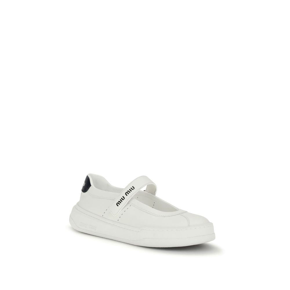 Miu Miu Weiße Kalbsleder Ballerinas Bos Taurus-2