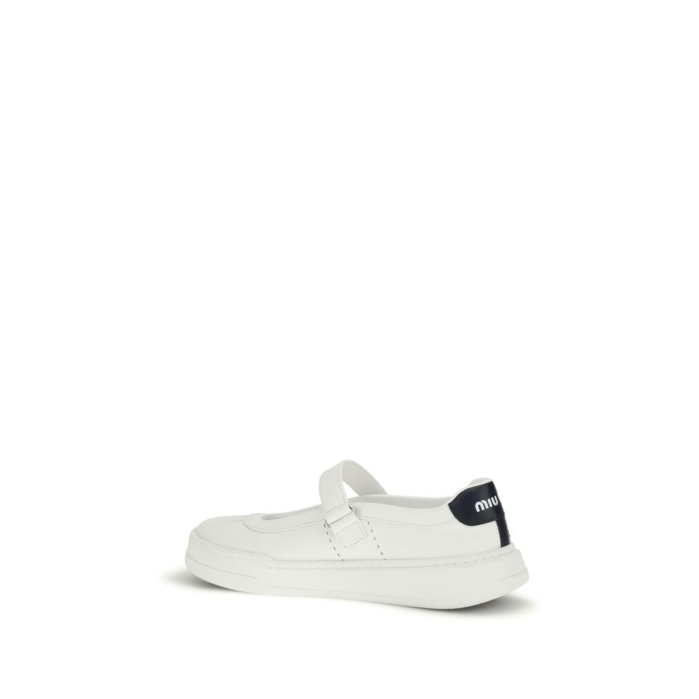 Miu Miu Weiße Kalbsleder Ballerinas Bos Taurus-3