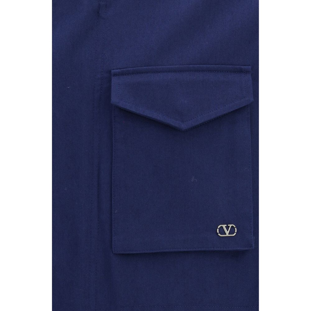Valentino Garavani Blauer Baumwollmantel-3