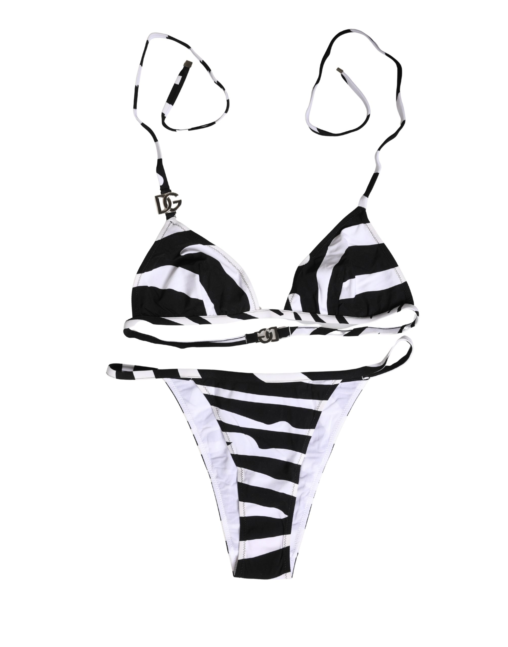 Dolce & Gabbana Bikini-Oberteil und -Unterteil mit schwarzem und weißem Zebramuster-2